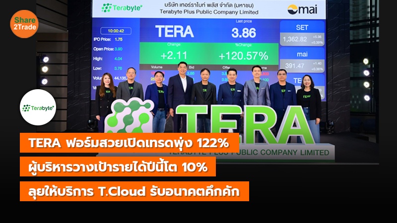 Read more about the article TERA ฟอร์มสวยเปิดเทรดพุ่ง 122% ผู้บริหารวางเป้ารายได้ปีนี้โต 10% ลุยให้บริการ T.Cloud รับอนาคตคึกคัก